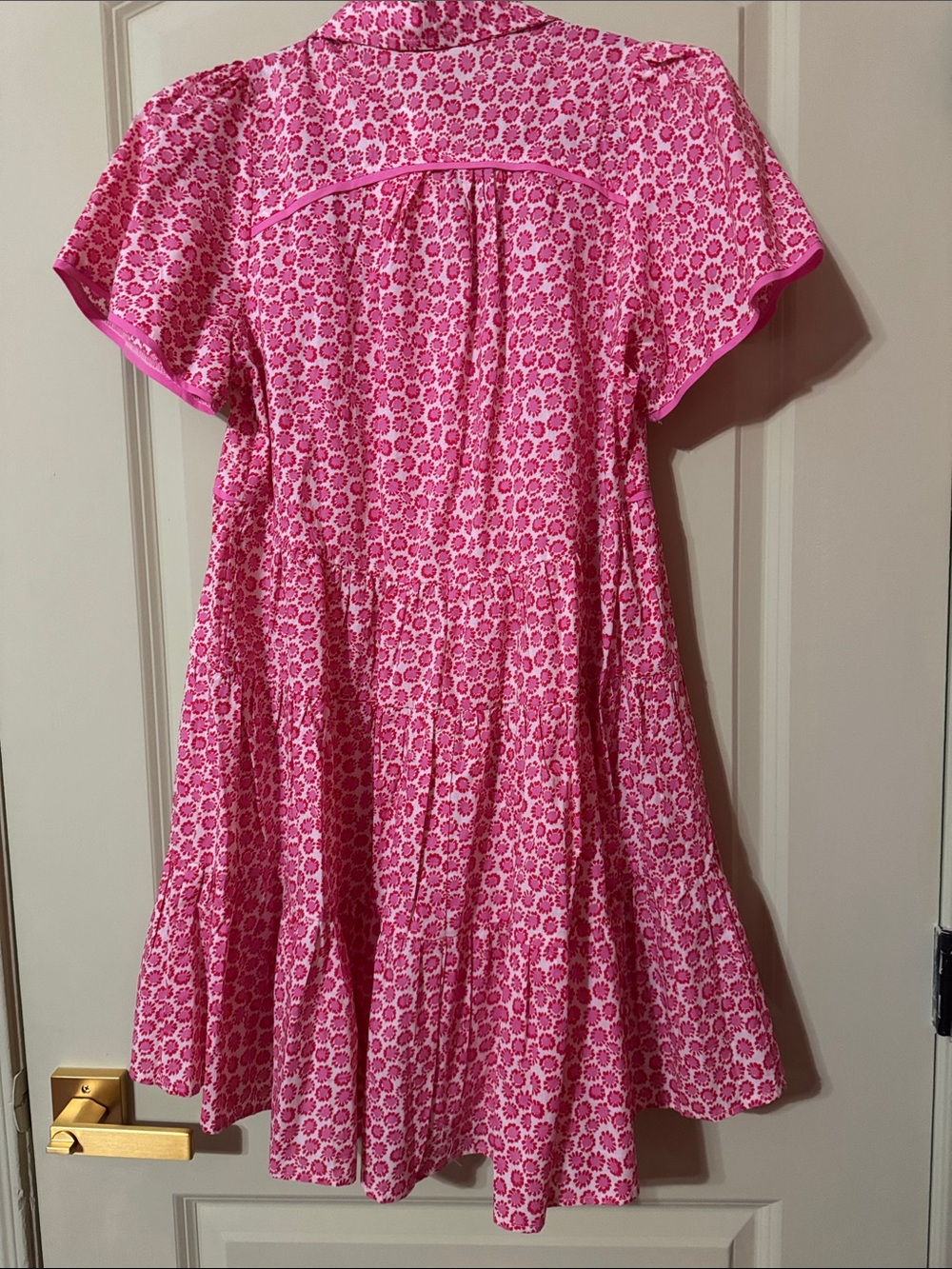 Umgee Pink Floral Button-Front Tiered Midi Dress - Picture 5 of 5
